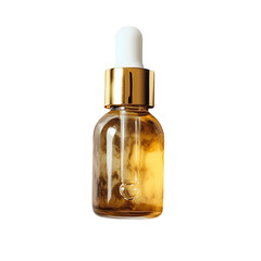 Luxurious Serum Dropper Bottle with Golden Liquid on Marble Background