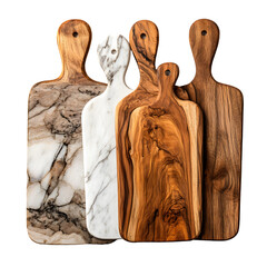 Decorative Wood and Marble Cutting Boards Set for Kitchen Food Preparation Display