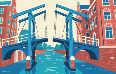 European architecture and scenery, vector graphics