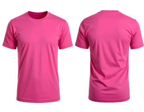 Plain Hot Pink Cotton Tee Front Side for Print Design. PNG