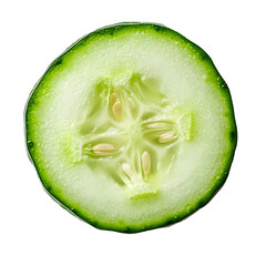 Fresh Circular Cucumber Slice Isolated on White Background for Culinary Art