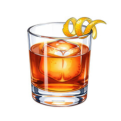 Classic Whiskey Cocktail with Ice and Citrus Twist for Bartenders and Home Mixologists