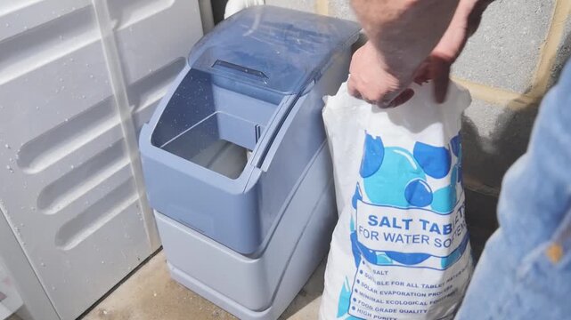 Filling Water Softener Tank with salt tablets
