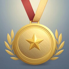 Golden medal with ribbons