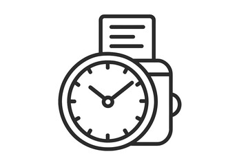 Time clock icon silhouette style vector illustration with transparent background, work hours tracking, attendance, employee punch card, office and business concept, ordered set, modern design