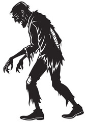 Fototapeta premium Ghoul Silhouette – Realistic Vector Illustration of a Creepy Ghoul, Side View, Isolated on Transparent Background