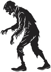 Naklejka premium Ghoul Silhouette – Realistic Vector Illustration of a Creepy Ghoul, Side View, Isolated on Transparent Background