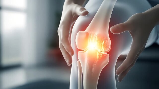 Human Knee Joint Pain Medical Visualization in a Modern Blurred Background