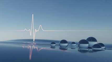 Heartbeat Pulse Over Water Droplets