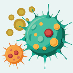 Stylized cells with spikes and membrane illustration