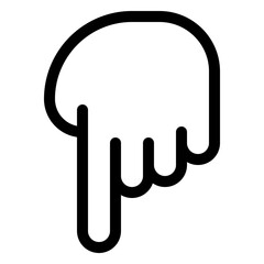 Hand gesture indicating a downward action for user interaction and navigation in digital interfaces