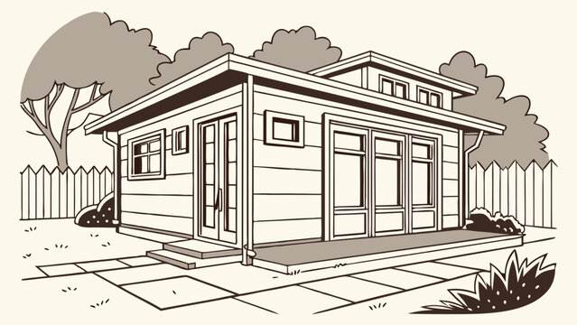 Modern House Exterior Illustration Architectural Design Sketch Home Plan Simple House Drawing Suburban Home Residential Building Home Design House Illustration Modern Architecture Home E.