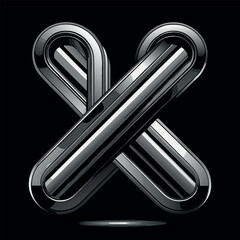Metallic letter k silhouette design