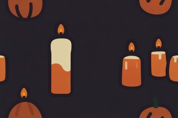 Still life of pumpkins and candles halloween gloomy atmosphere