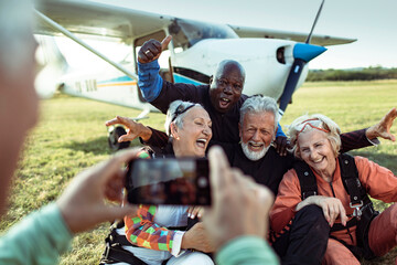 Skydiving celebration with friends