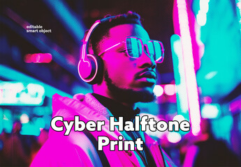 Cyber Halftone Print Effect
