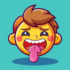 Sick vomiting emoji face expressing nausea and disgust with green goo overflowing