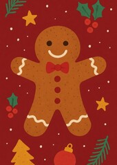 Fototapeta premium Festive gingerbread man illustration