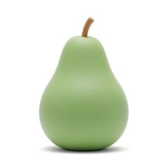 Single ripe green pear isolated on white with subtle shadow for freshness and natural appeal.