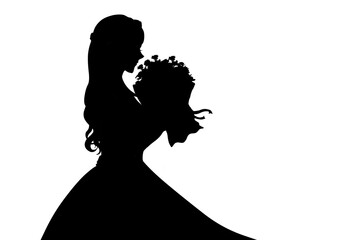 人物　花束を持つ女性　シルエット