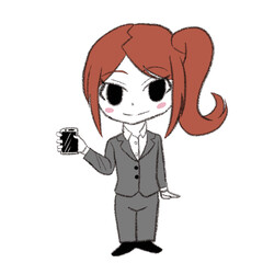 スマートフォンを持っているスーツの女の子