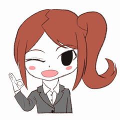 OKをだすスーツの女の子