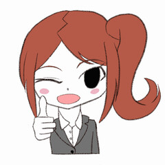 親指を立てるスーツの女の子