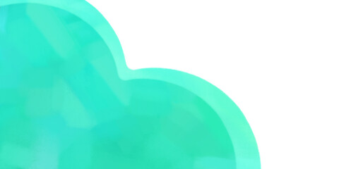 エメラルド色の水彩で描かれたハートデザインの背景フレーム