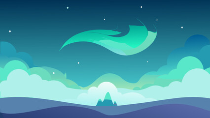 Fototapeta premium A stunning illustration of a winter mountain landscape with snow, clouds, and a sky