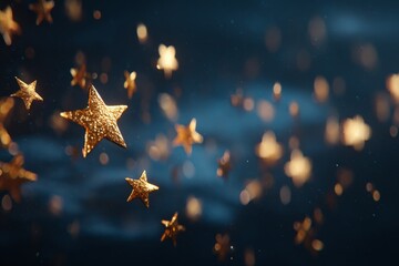 Golden stars scattered against a deep blue background create a whimsical and enchanting atmosphere for any celebration or event