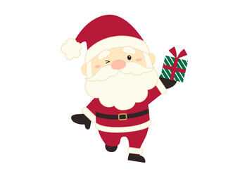 Cute Santa Claus Holding Christmas Gift Illustration