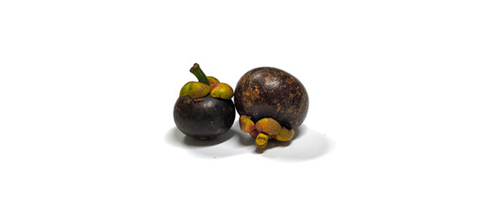 Purple Mangosteens isolated on white background. Mangosteens on White Background