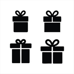 Vector Illustration of Black Gift Box Icon