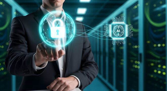 AI secures data with digital lock in server room