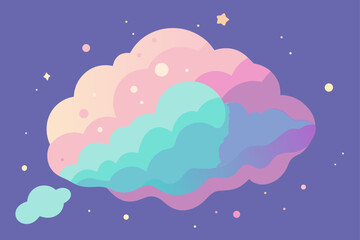 Obraz premium An abstract vector illustration of a starry night sky with a rainbow and moon