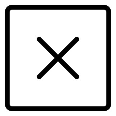 Clean and modern design element featuring a square shape with a removal or deletion concept for user interfaces and graphic applications