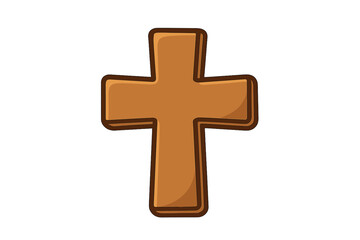 Obraz premium Bronze cross vector icon. Christian religion faith symbol. Holy crucifix cartoon graphic illustration. Simple religious sign for church, Easter, and Christianity concepts.