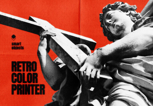 Retro Printer Photo Effect Mockup