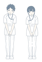 軽くお辞儀をしながら微笑む看護師