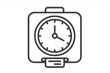 Time clock icon. Punch clock for employee attendance and time tracking. Business concept for work hours, time management, and payroll. Clocking in and out. Line art vector.