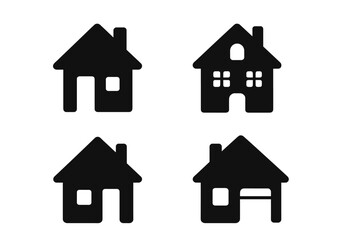 Fototapeta premium House icon set. Home silhouette collection. Simple flat vector illustration for web design, app, and UI. Real estate symbol, property, building, and residence concept.