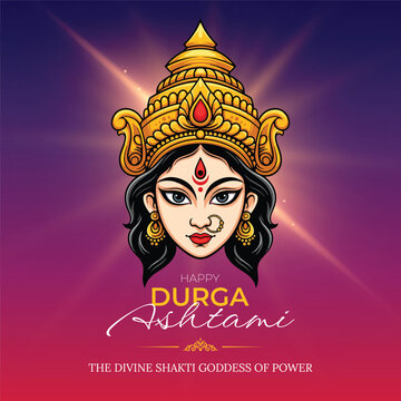 Happy Durga Ashtami and Happy Navratri indian traditional festival background design