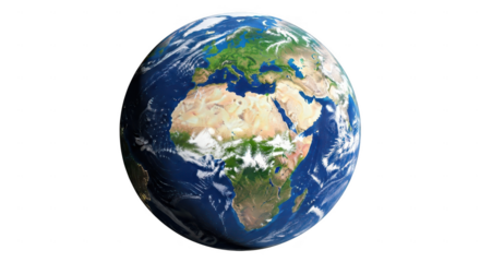 Earth planet globe isolated on transparent background