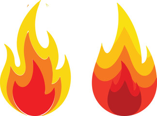 Stylized Graphic Fire Icons with Layered Warm Colors