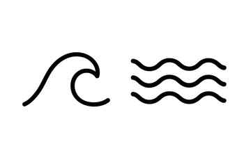 Wave icon set. Simple line art water symbol collection. Ocean sea surf flow sign. Minimalist vector illustration for logo, app, and web. Liquid, tide, and current graphic.