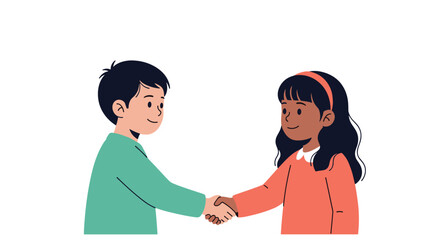 Obraz premium Two children shaking hands as a sign of friendship and agreement.