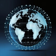 Naklejka premium A digital representation of the globe surrounded by interconnected nodes