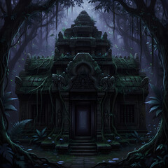 An abandoned Hindu temple in the jungle
