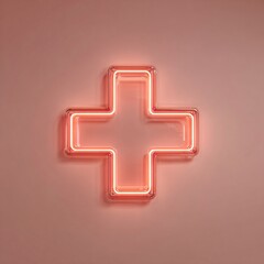 Obraz premium minimal glowing medical cross icon on pastel background, healthcare future style, copyspace