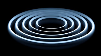Obraz premium Mesmerizing pattern of concentric, luminous blue rings creating a hypnotic, minimalist abstract design against a dark backdrop